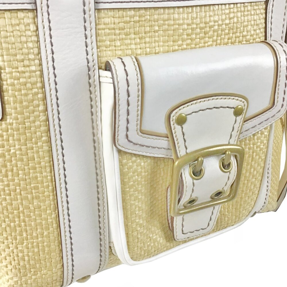 Coach Legacy Vintage White & Straw Satchel Tote Handbag - Picture 3 of 14